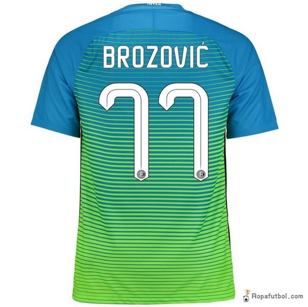 Camiseta Inter de Milán Replica Tercera Ropa Brozovic 2016/17 Azul Verde